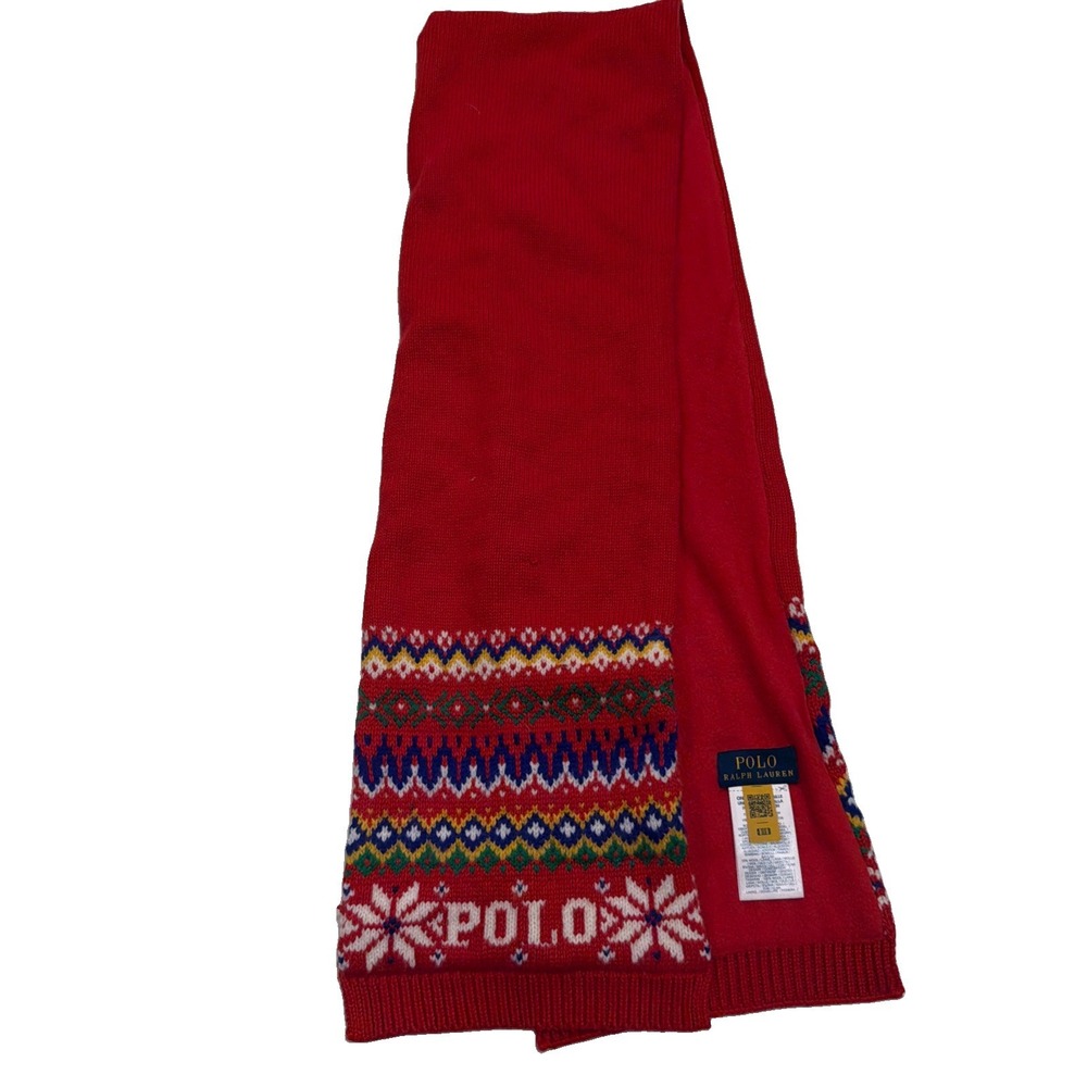 Polo Ralph Lauren Kids 4-7 Scarf Red Yellow 100% COTTON 132 CM Authentic